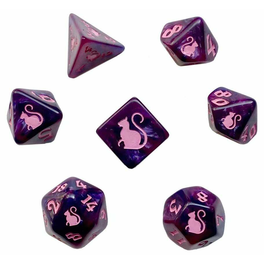 Black Oak Workshop 7-Dice RPG Set - Kitty Clacks: Cheshire