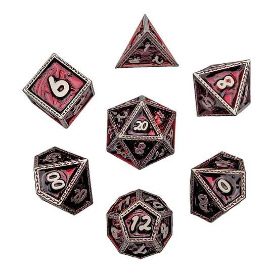Forged - Scarlet Wyrm Metal RPG Dice Set