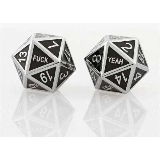 Forged - F*ck Yeah Set of 2 D20 Metal Dice - Black