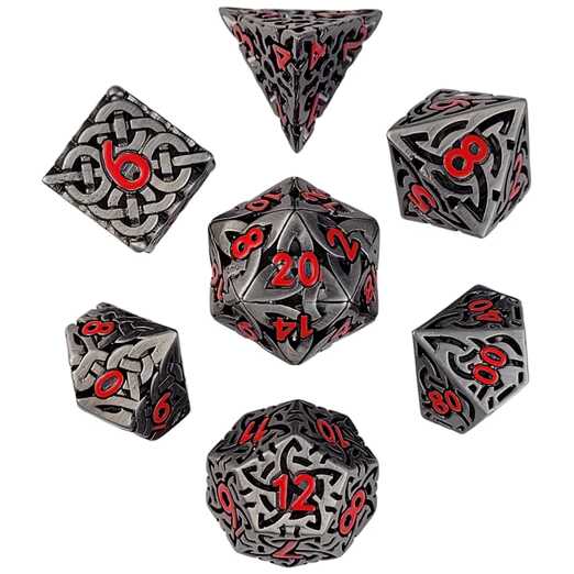 Forged - Sacred Hollows Silver Red Hollow Metal RPG Dice Set
