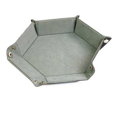 [FOM_0719] Foam Brain - Leatherette & Velvet Dice Tray (Silver Hex)