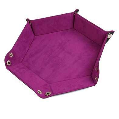 [FOM_0721] Foam Brain - Leatherette & Velvet Dice Tray (Magenta Hex)