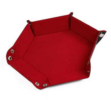 [FOM_0726] Foam Brain - Leatherette & Velvet Dice Tray (Red Hex)