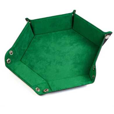 [FOM_0722] Foam Brain - Leatherette & Velvet Dice Tray (Emerald Hex)