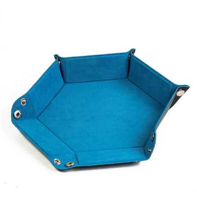 [FOM_0724] Foam Brain - Leatherette & Velvet Dice Tray (Blue Hex)