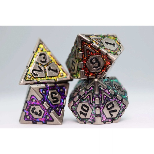 [FOM_4437] Foam Brain - Ornate Rainbow Frame RPG Metal Dice Set