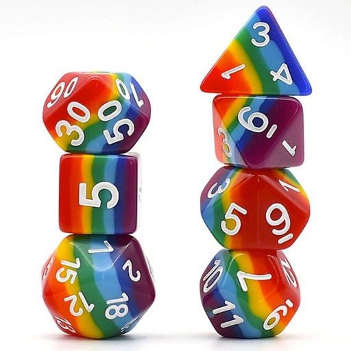 [FOM_1073] Foam Brain - Opaque Rainbow Layer RPG Dice Set