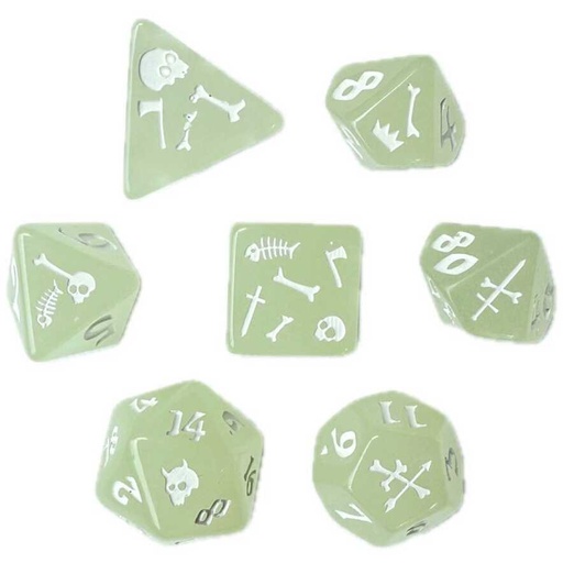 [BLOAK_7DSGCGLOHC] Black Oak Workshop 7-Dice RPG Set: Gelatinous Cube (glow)