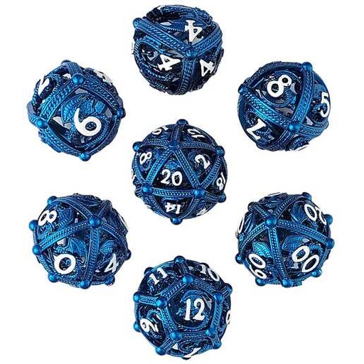 [FORGE_FG-DC-DRGBAU-BLU-7] Forged - Dragons Bauble Blue Hollow Metal RPG Dice Set