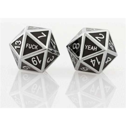[FORGE_FYGRDSLVBLK2] Forged - F*ck Yeah Set of 2 D20 Metal Dice - Black