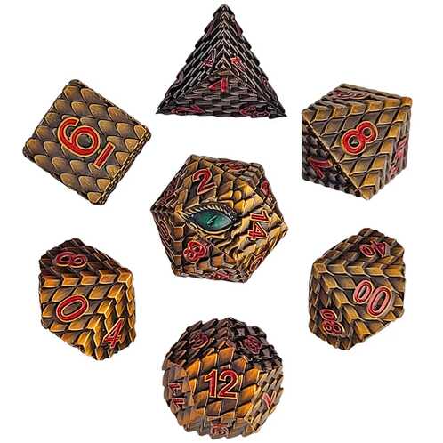 [FORGE_FG-DC-DGNGZW-BRZ-7] Forged - Dragon's Gaze Bronze Metal RPG Dice Set