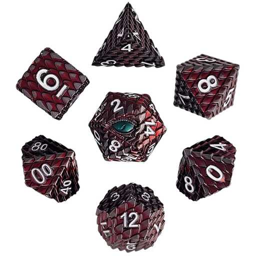 [FORGE_FG-DC-DGNGZE-RED-7] Forged - Dragon's Gaze Red Metal RPG Dice Set