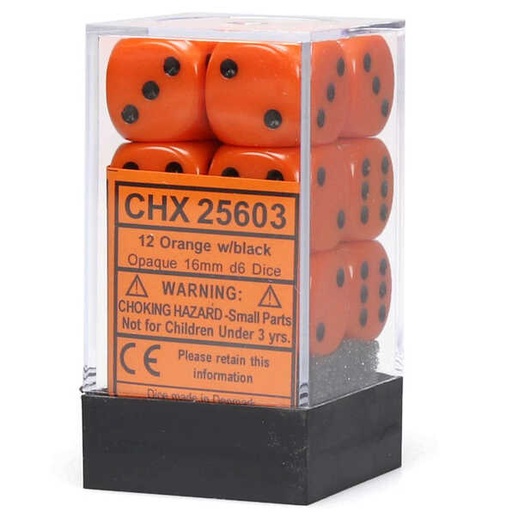 [CHX_25603] Chessex 16mm 12d6 Opaque: Orange/Black